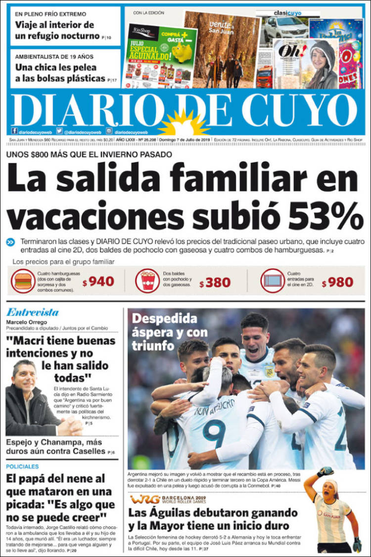 Portada de Diario de Cuyo (Argentina)