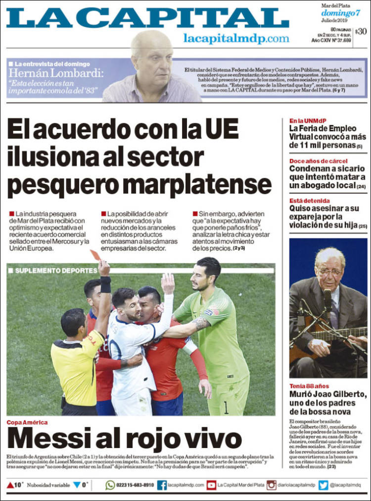 Portada de Diario La Capital - Mar del Plata (Argentina)