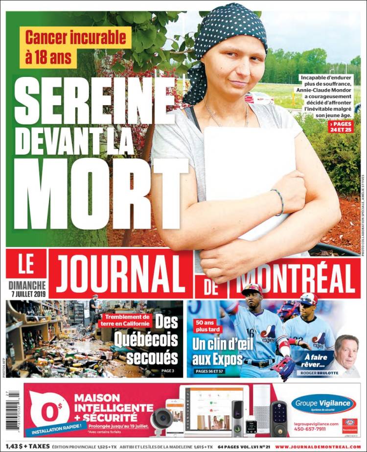 Portada de Le Journal de Montréal (Canadá)