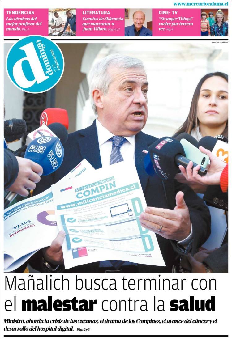 Portada de El Mercurio - Calama (Chili)