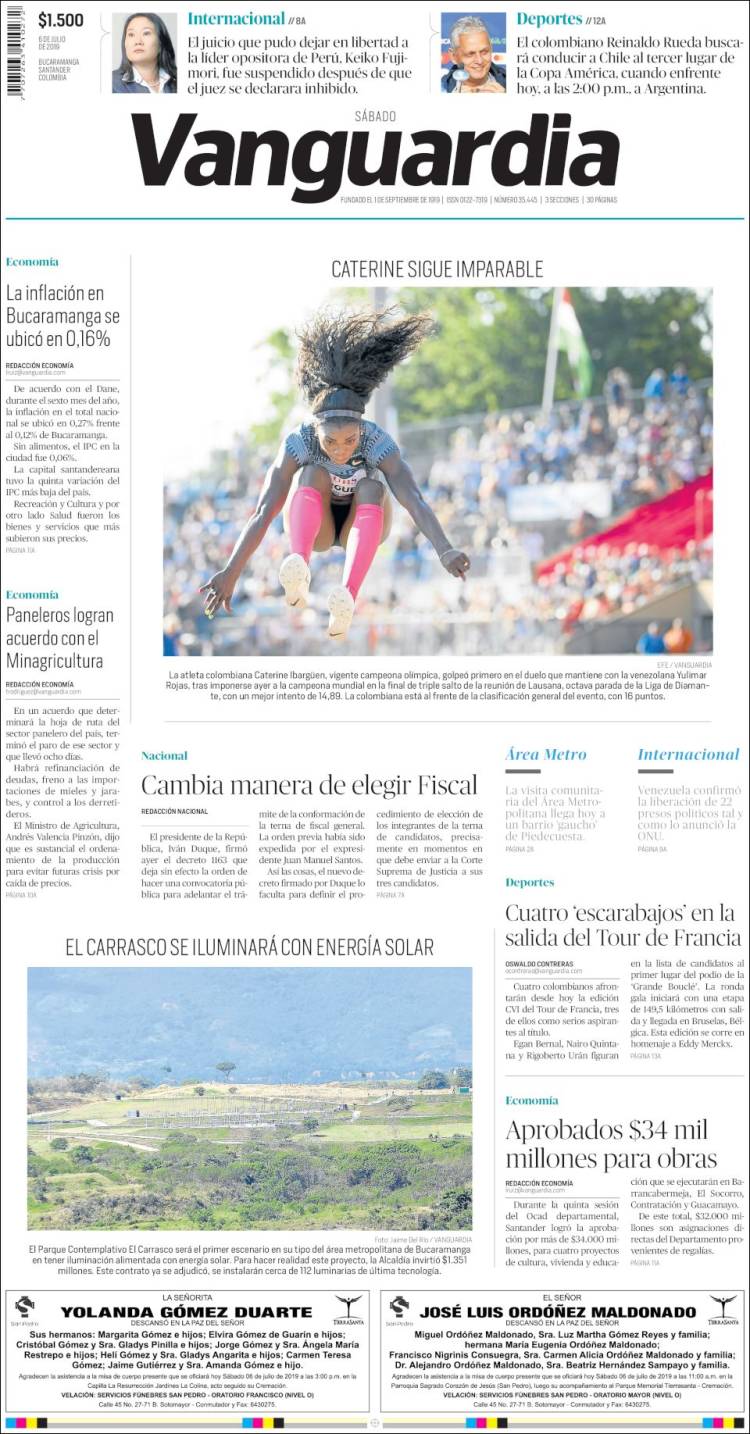 Portada de Vanguardia Liberal (Colombia)