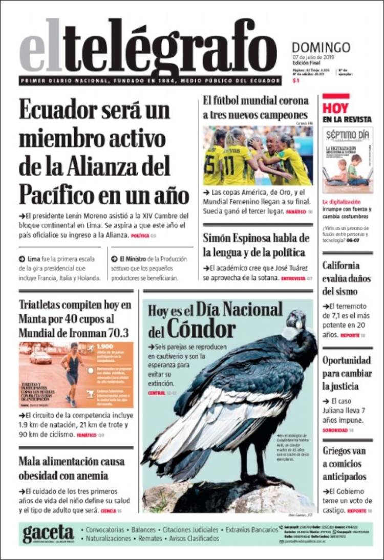 Portada de El Telégrafo (Ecuador)