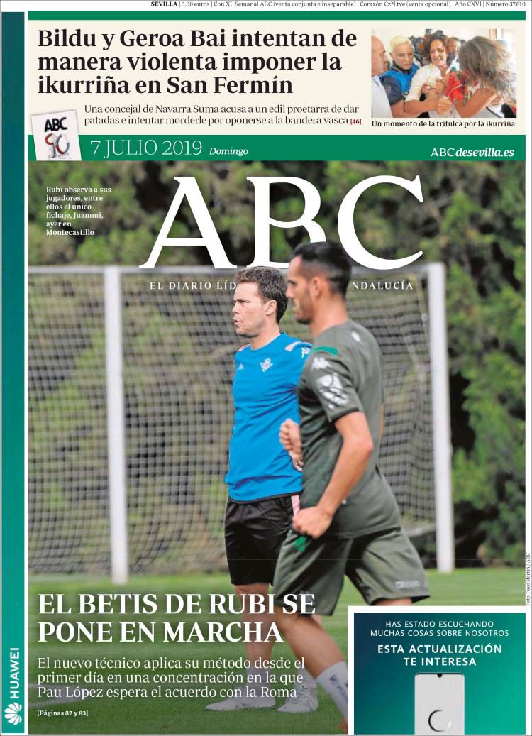 Portada de ABC - Sevilla (Espa&ntilde;a)