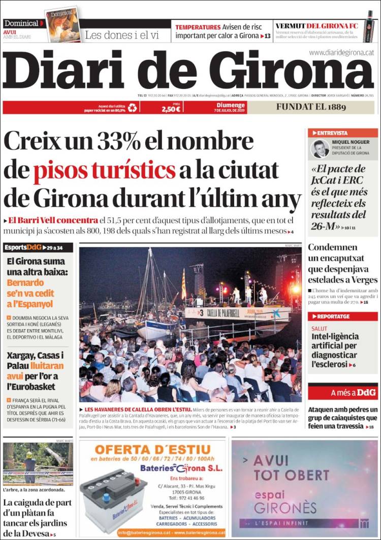 Portada de Diari de Girona (Espa&ntilde;a)