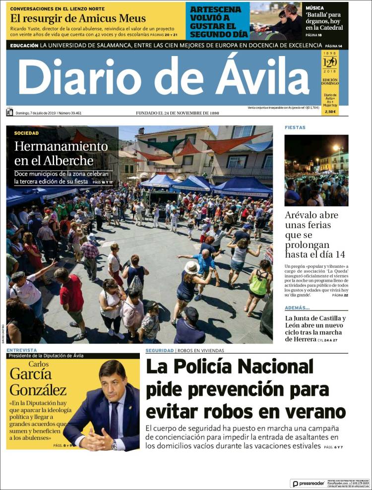 Portada de Diario de Ávila (Espagne)