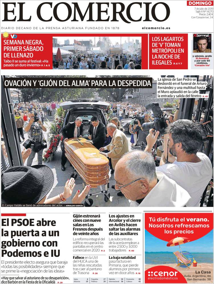 Portada de El Comercio (Espa&ntilde;a)