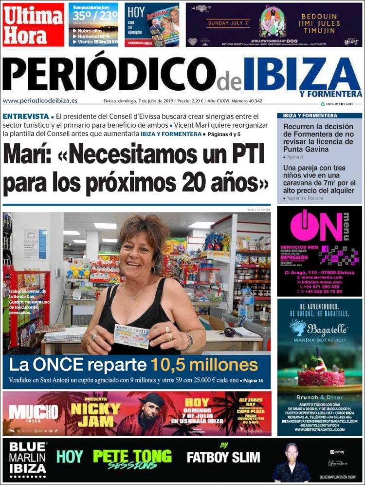Portada de Periódico de Ibiza (Espa&ntilde;a)