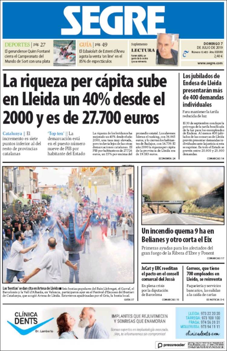 Portada de Segre  (Espa&ntilde;a)