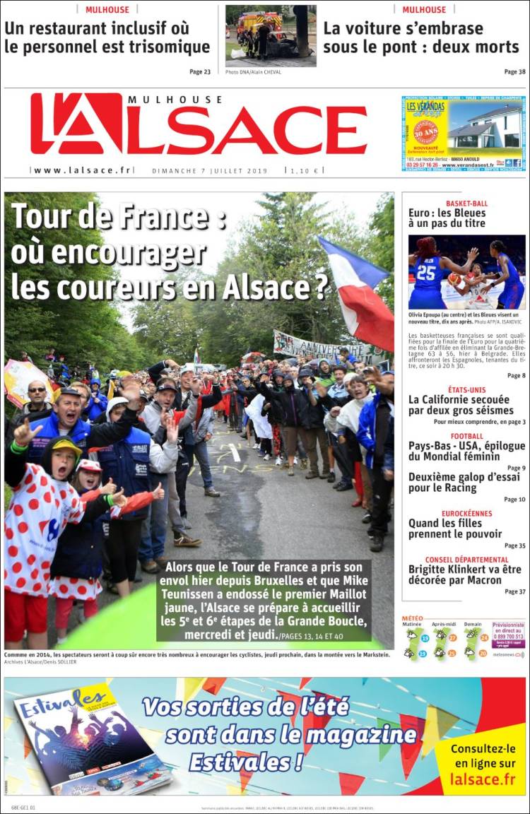 Portada de Journal L'Alsace (Francia)