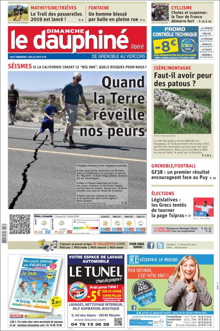 Portada de Le Dauphiné Libéré (Francia)