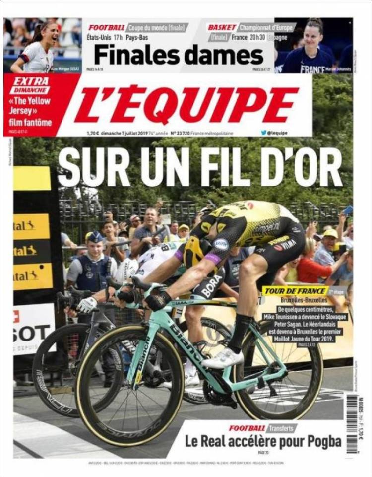 Portada de L'Equipe (Francia)