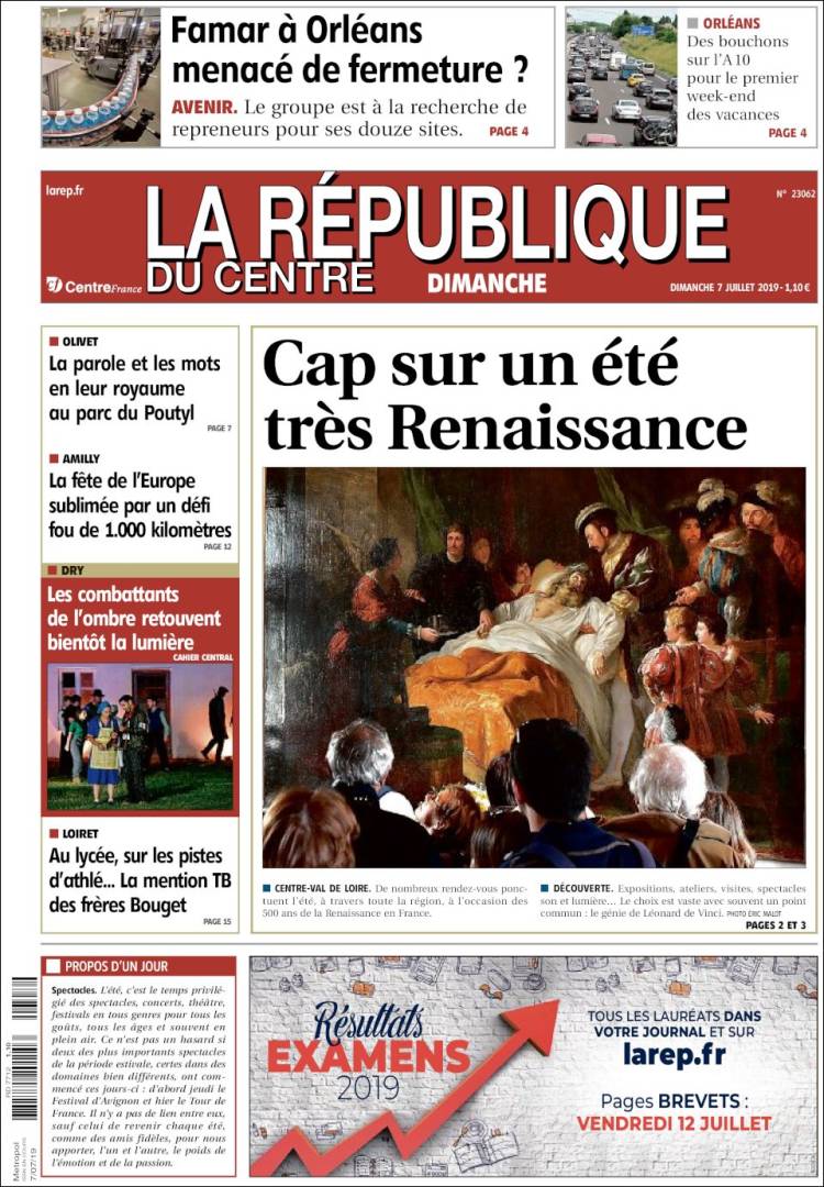 Portada de La République du Centre (Francia)