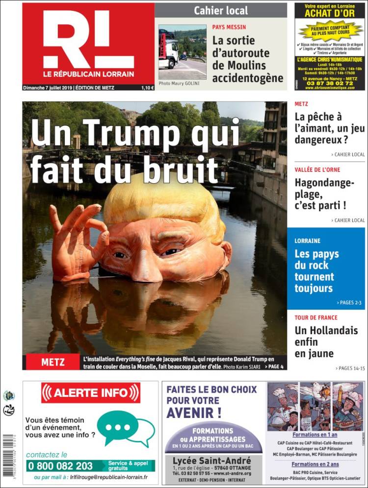 Portada de Le Republicain Lorrain (Francia)