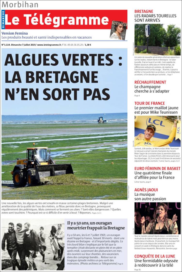 Portada de Télégramme (Francia)
