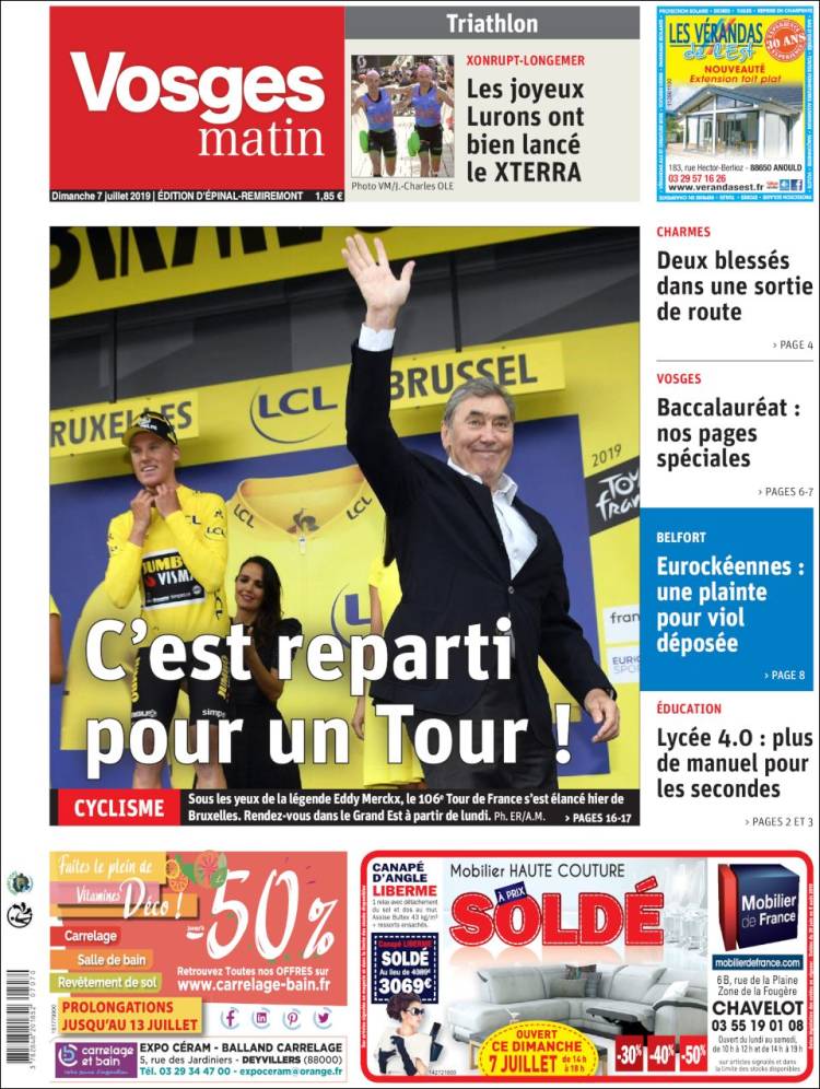 Portada de Vosges Matin (Francia)