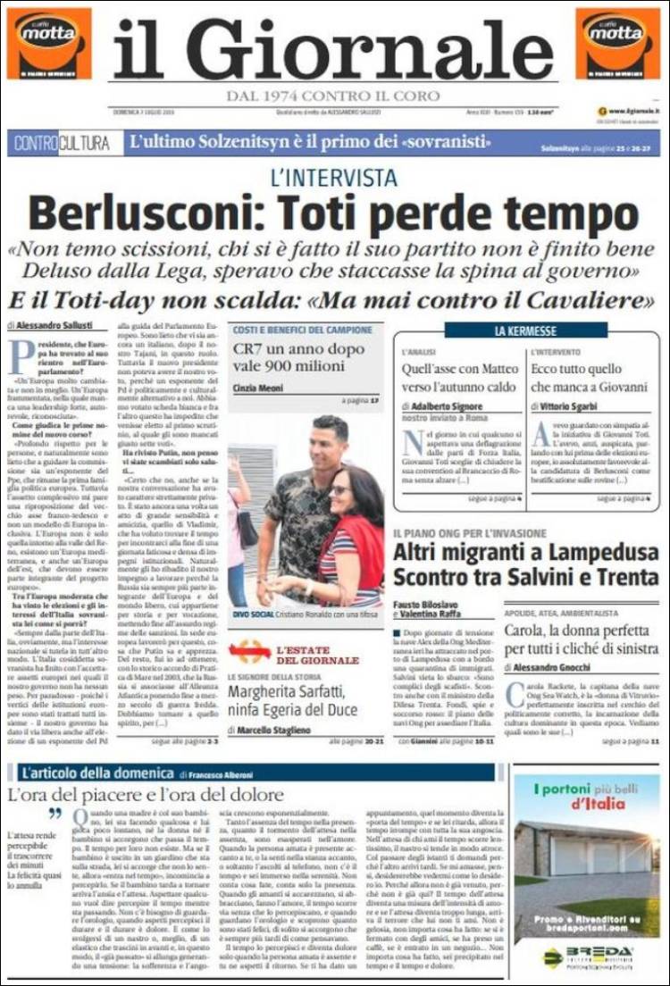 Portada de il Giornale (Italia)