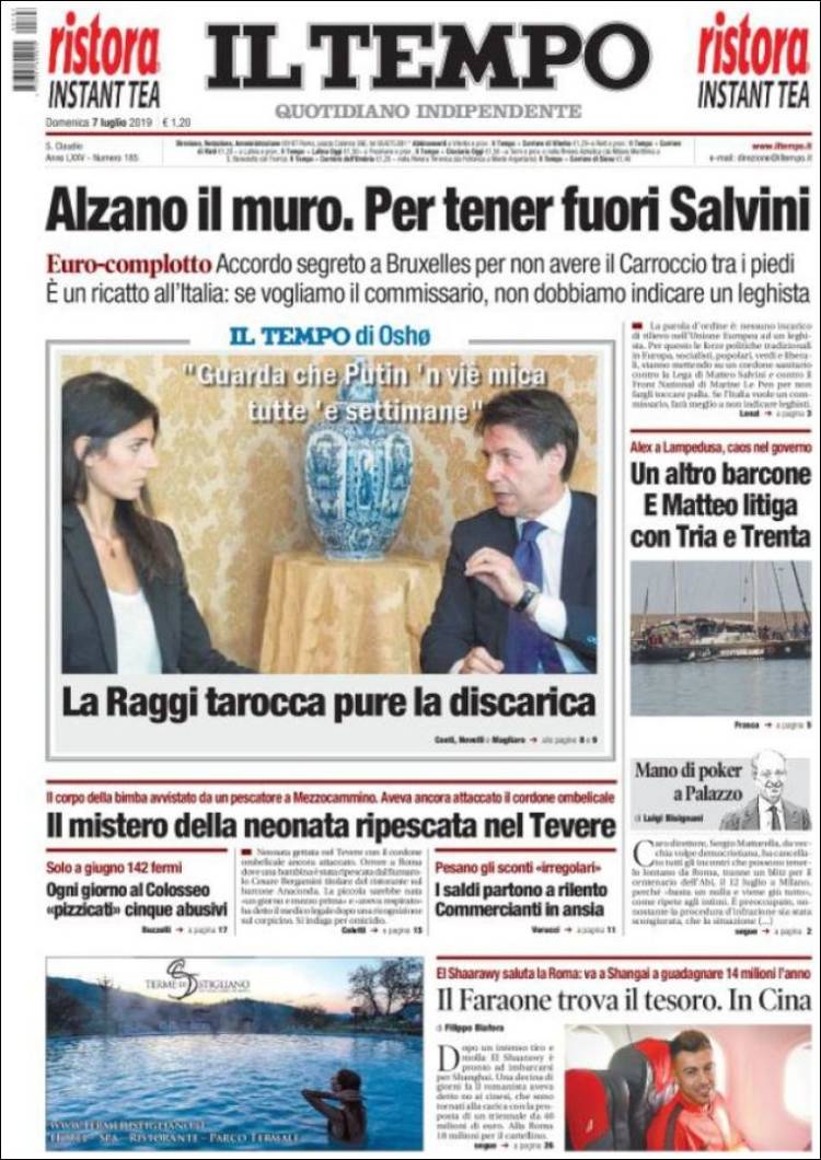 Portada de Il Tempo (Italia)