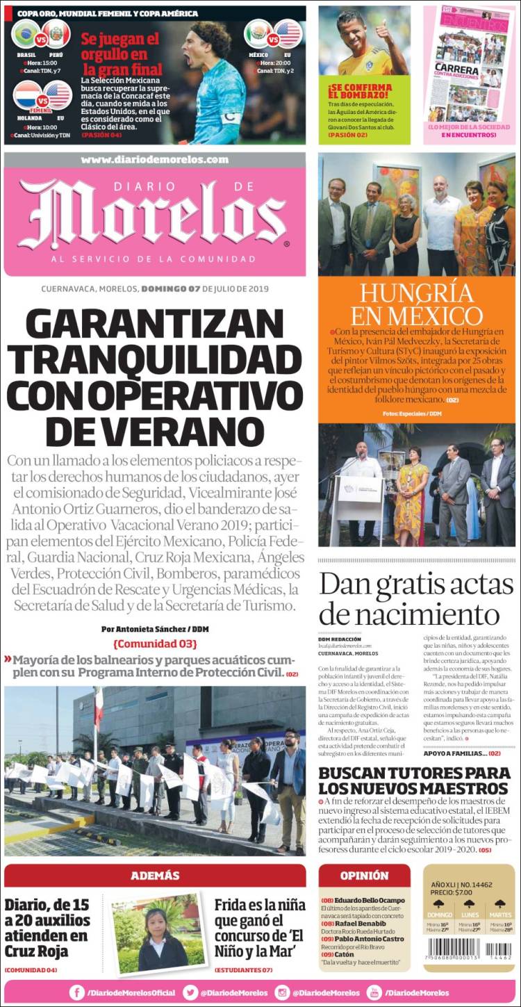 Portada de Diario de Morelos (México)