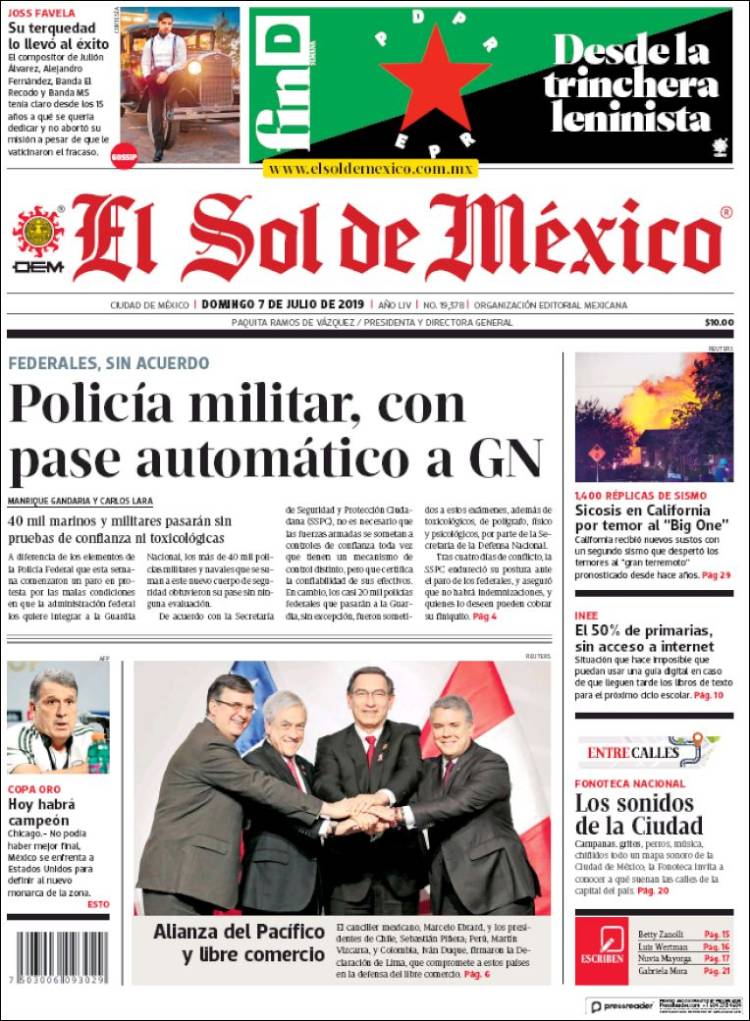 Portada de El Sol de México (México)