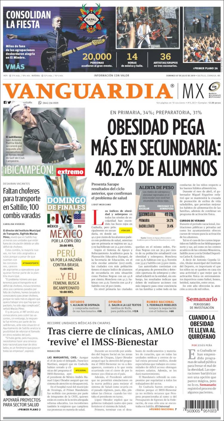 Portada de Vanguardia (México)