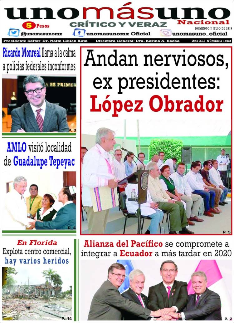 Portada de unomásuno (México)