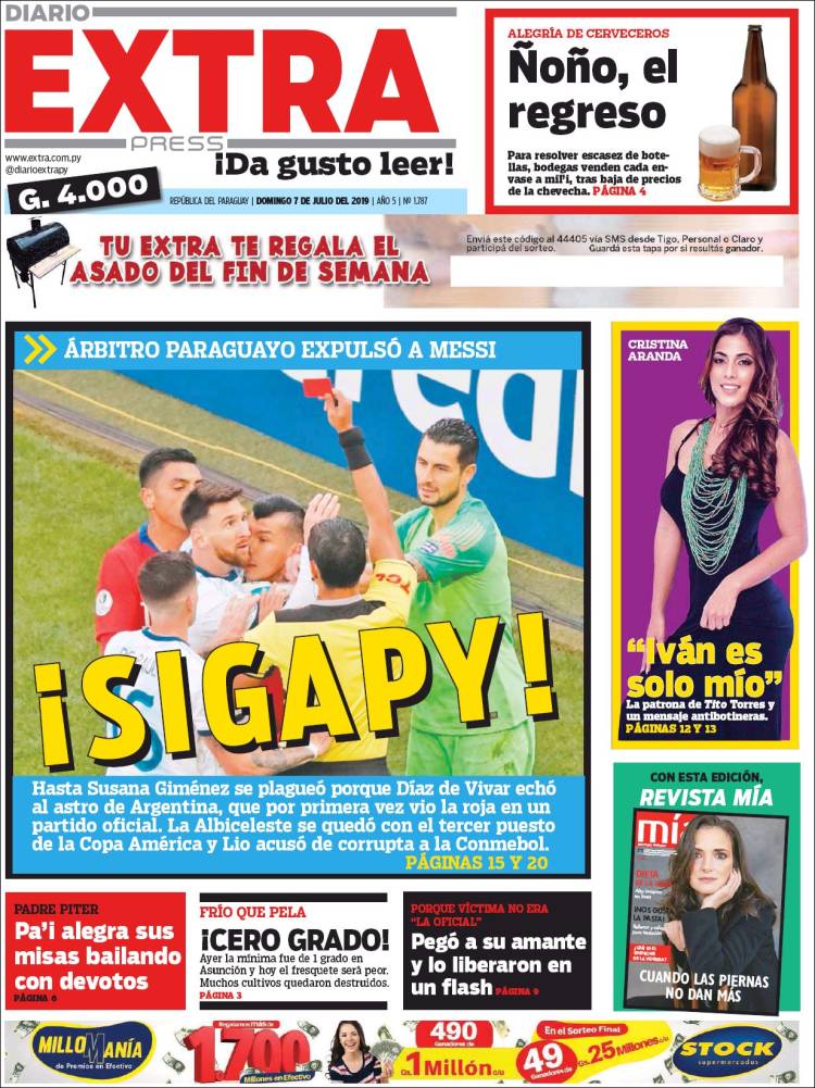 Portada de Diario Extra (Paraguay)