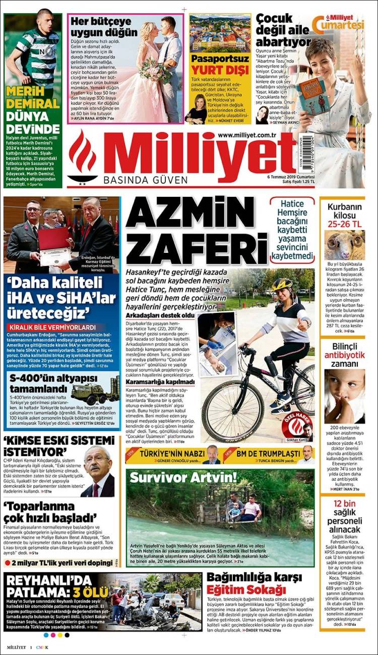 Portada de Milliyet (Turqu&iacute;a)