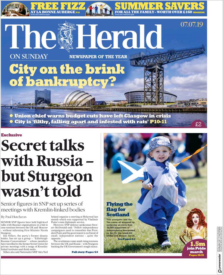 Portada de The Herald (Reino Unido)