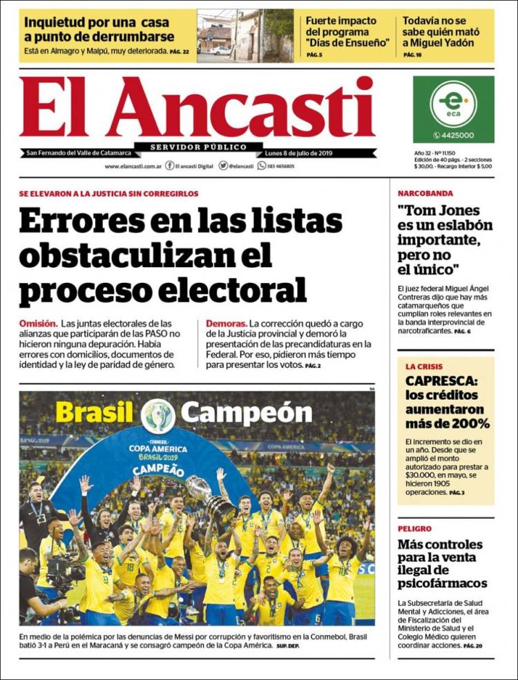 Portada de El Ancasti (Argentina)