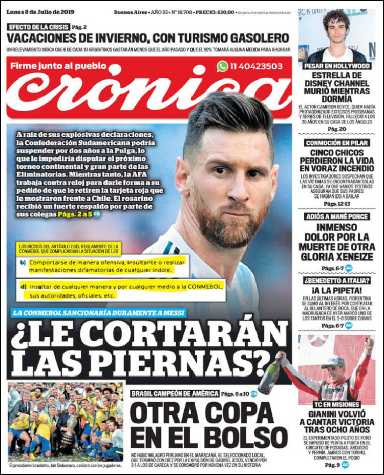 Portada de Crónica (Argentina)