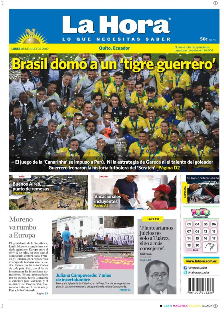 Portada de La Hora - Ecuador (Ecuador)