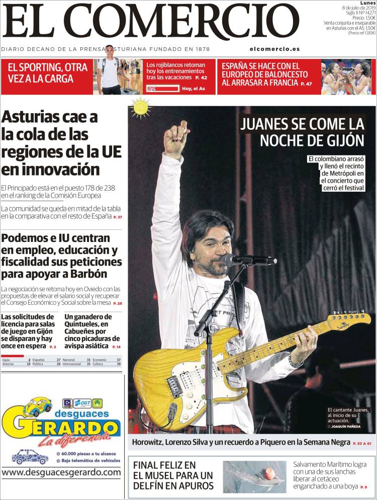 Portada de El Comercio (Espa&ntilde;a)