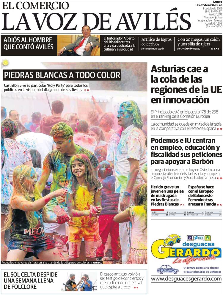 Portada de El Comercio - Avilés (Espa&ntilde;a)