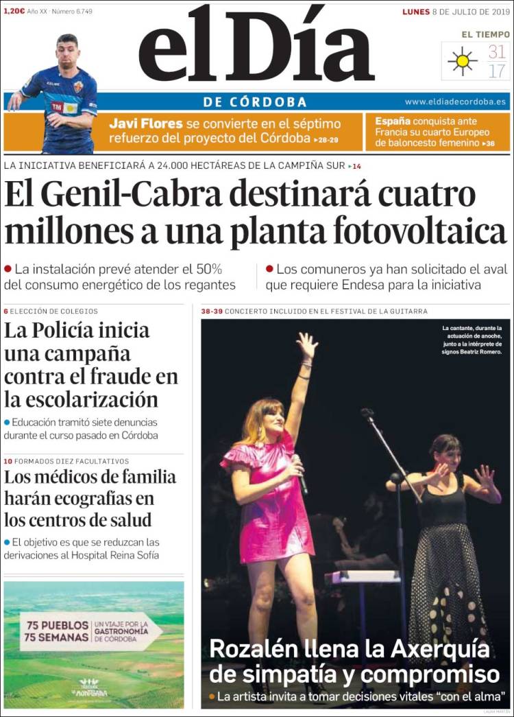 Portada de El Día de Córdoba (Espa&ntilde;a)