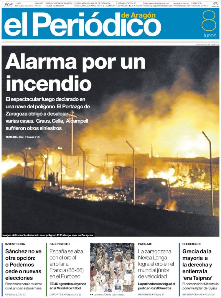 Portada de El Periódico de Aragón (Espa&ntilde;a)