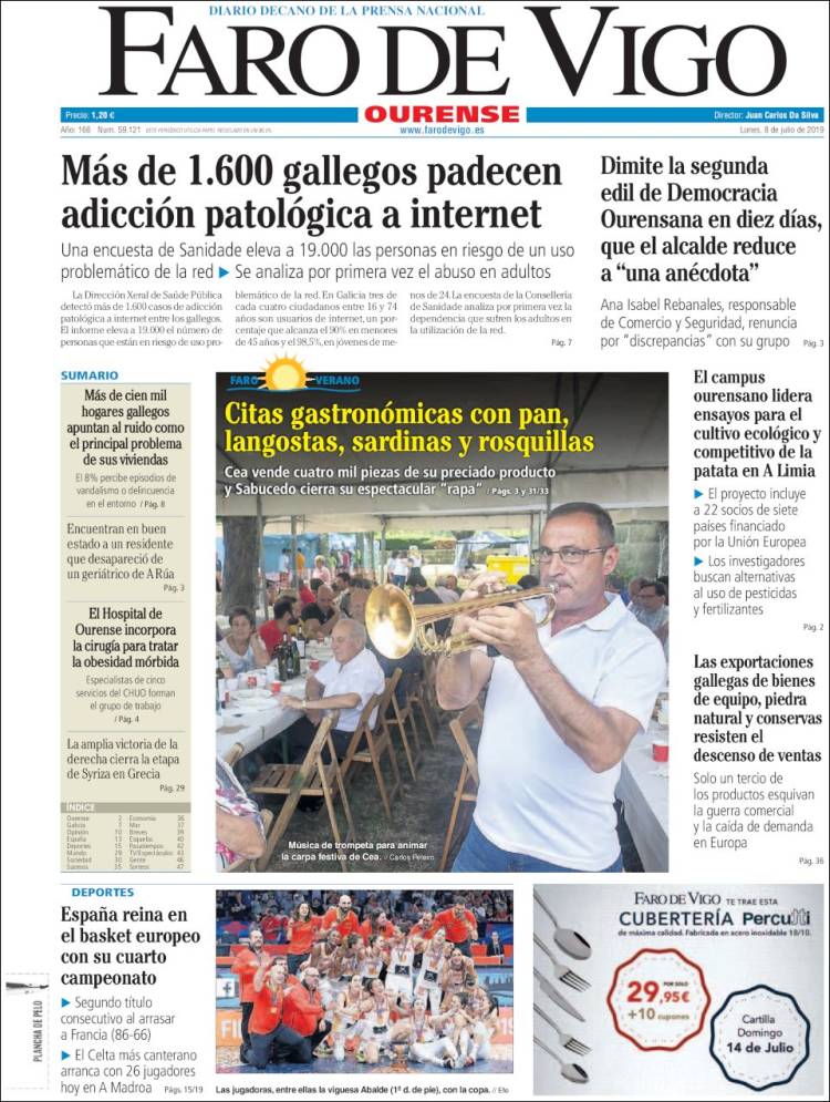 Portada de El Faro de Vigo - Ourense (Espa&ntilde;a)