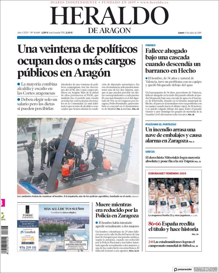 Portada de Heraldo de Aragón (Espa&ntilde;a)