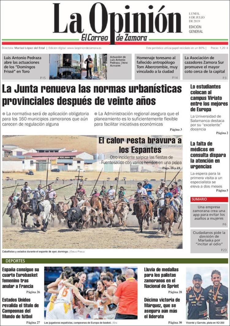 Portada de La Opinión - El Correo de Zamora (Espa&ntilde;a)