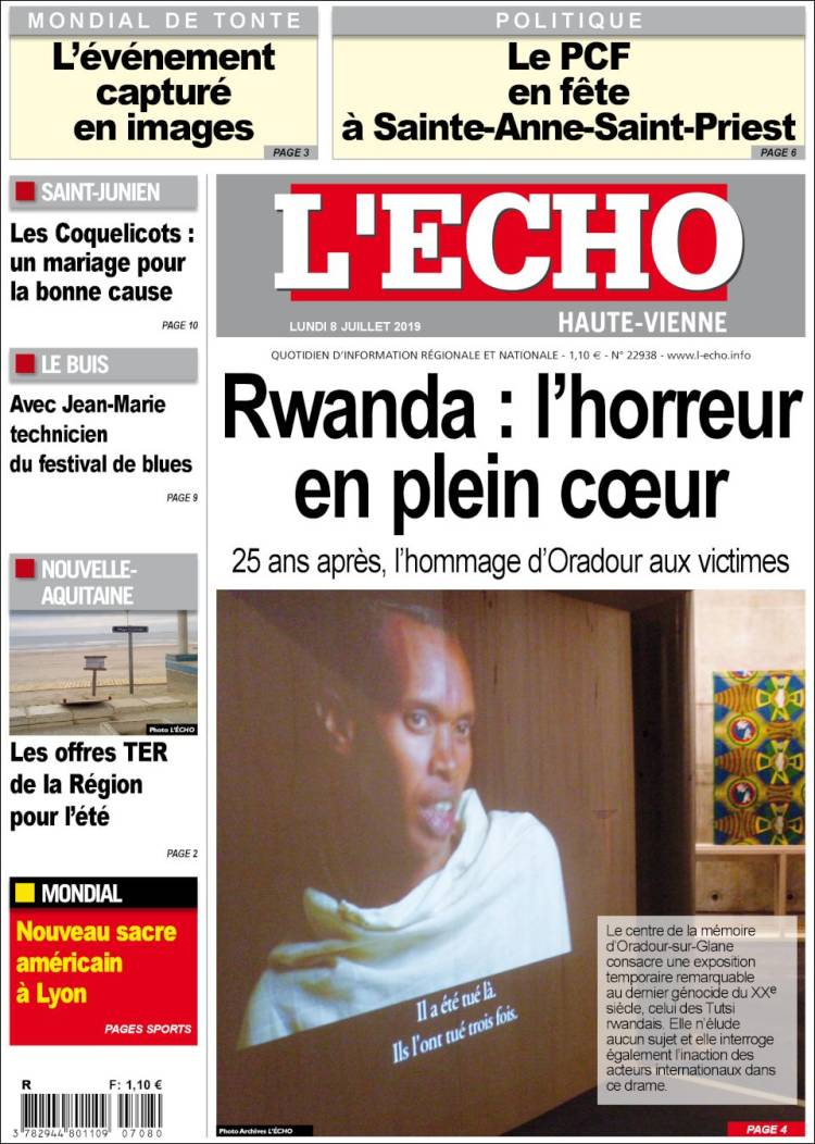 Portada de L'Echo de la Haute-Vienne (France)