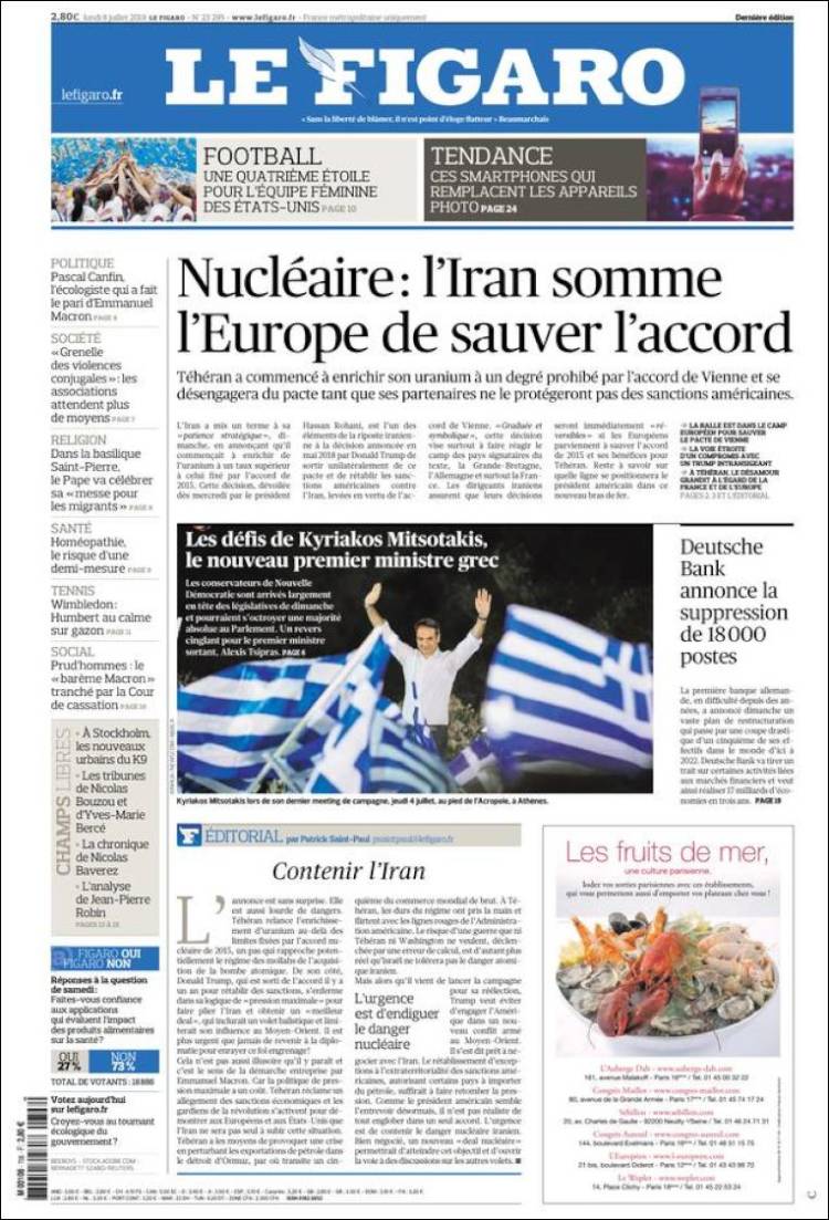 Portada de Le Figaro (Francia)