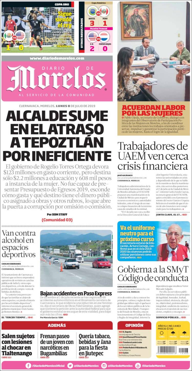 Portada de Diario de Morelos (México)