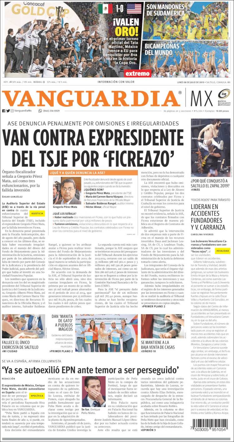 Portada de Vanguardia (México)