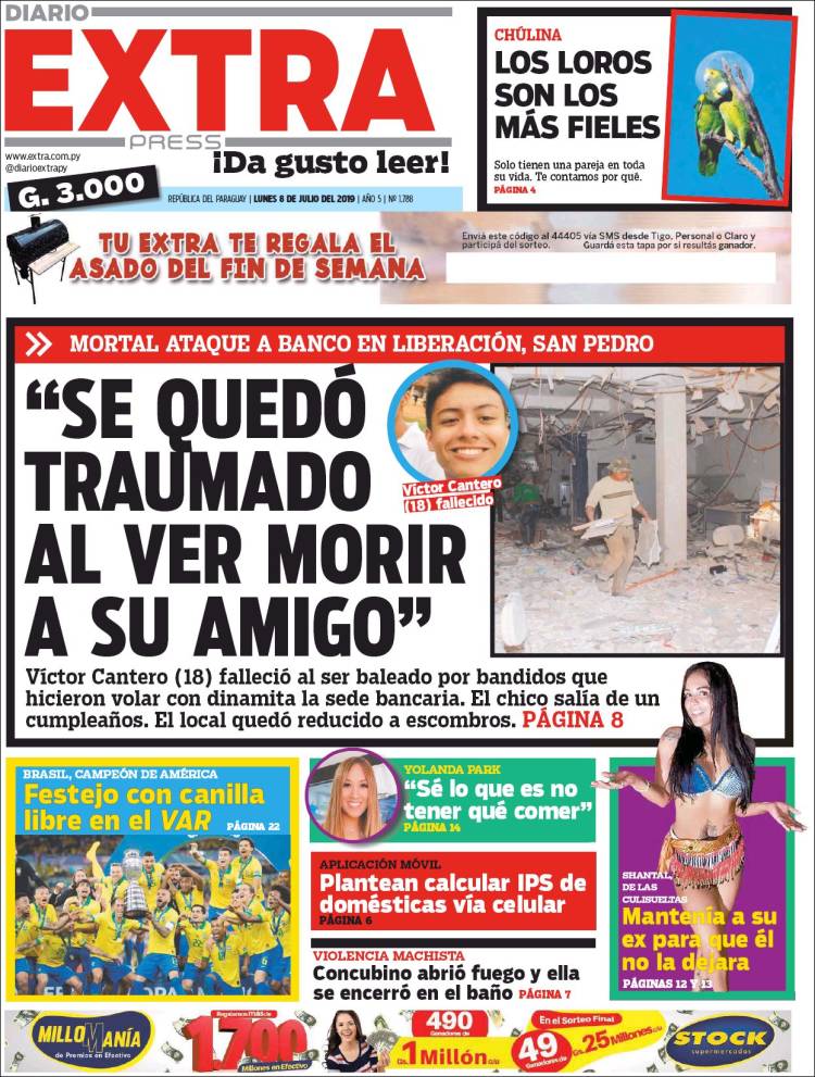 Portada de Diario Extra (Paraguay)