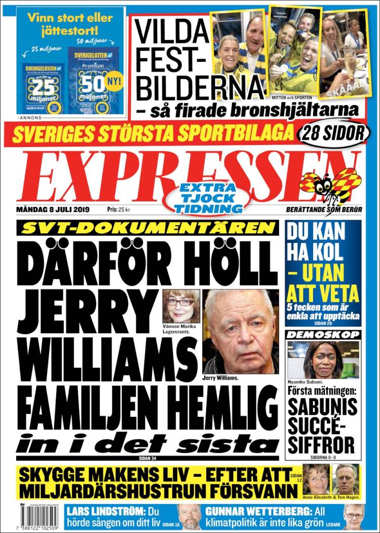 Portada de Expressen (Suecia)