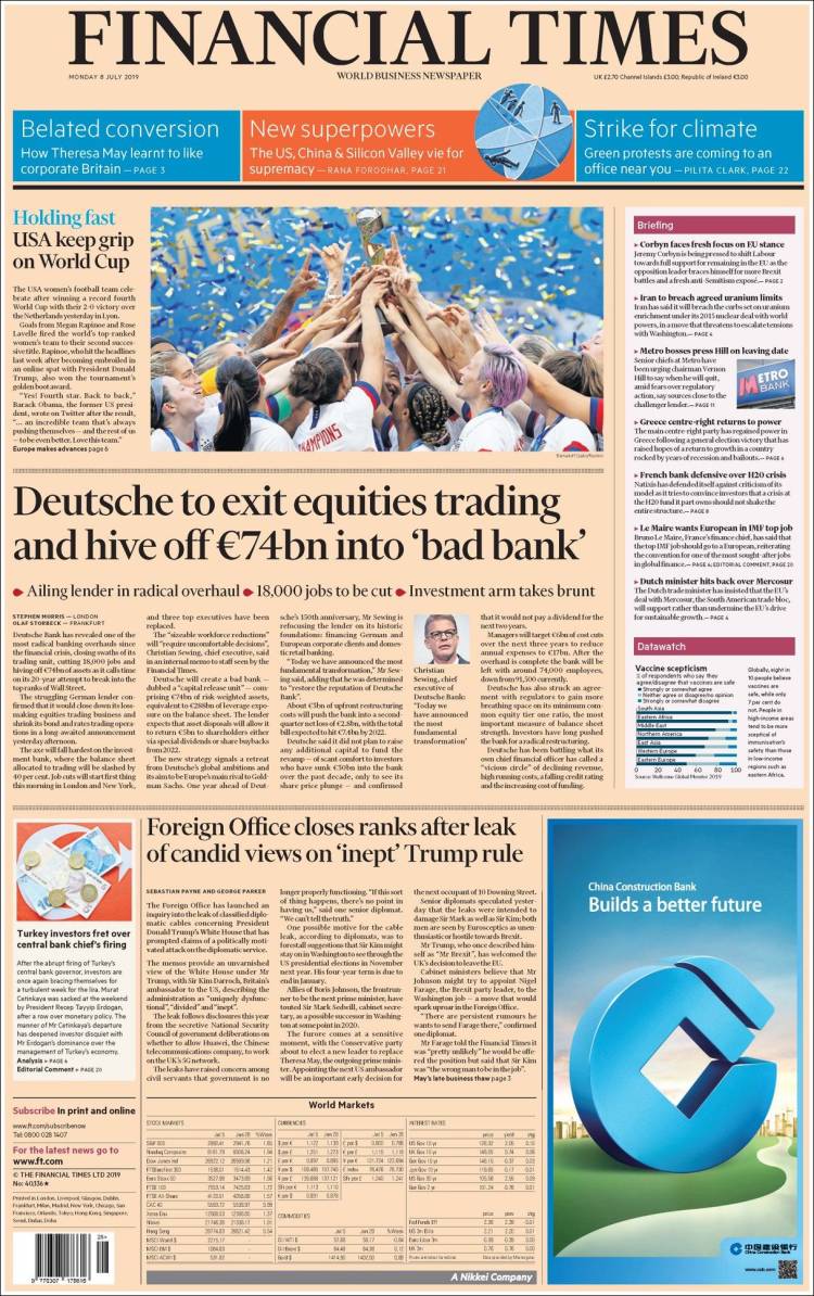 Portada de Financial Times (Reino Unido)