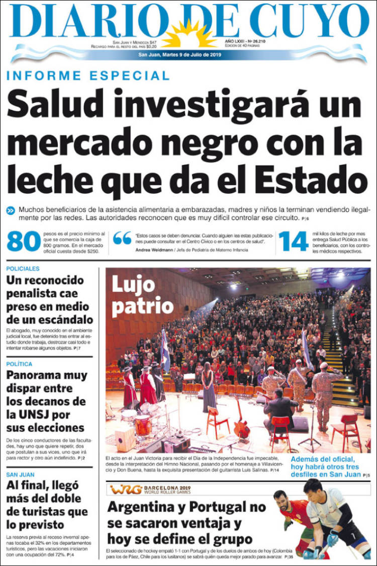 Portada de Diario de Cuyo (Argentina)