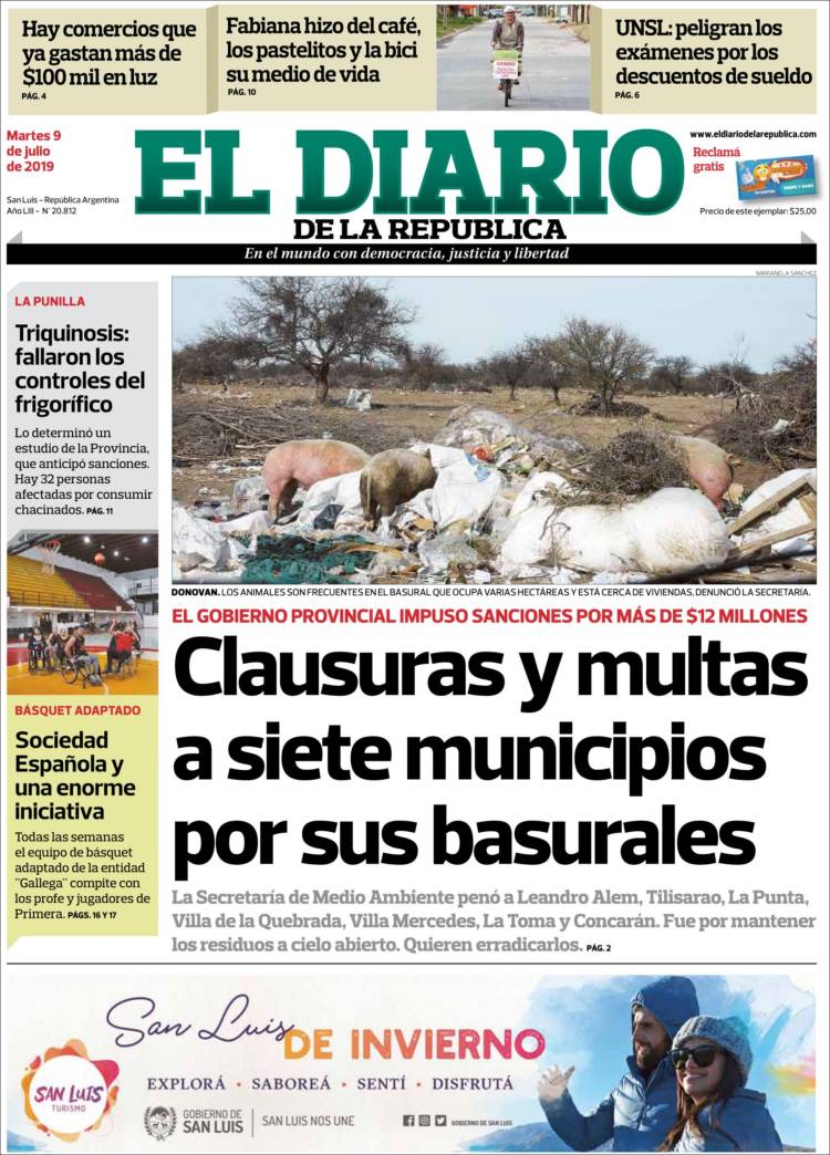 Portada de Diario de la República (Argentina)
