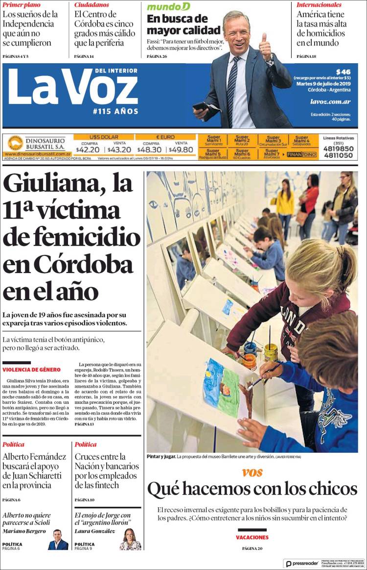 Portada de La Voz del Interior (Argentina)