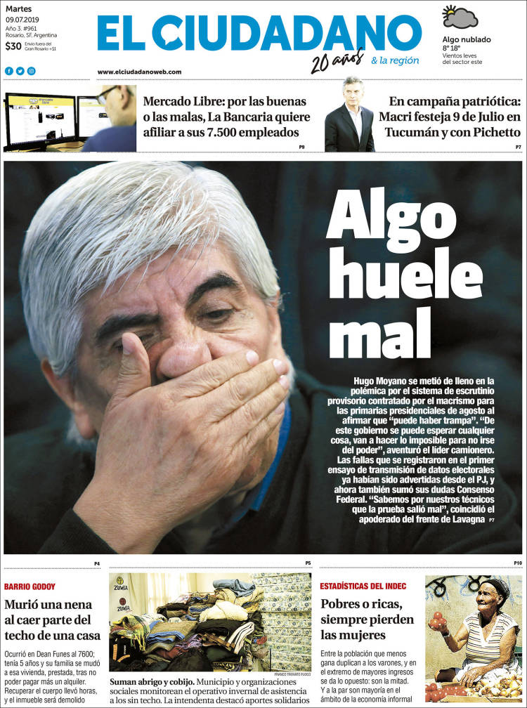 Portada de Diario El Ciudadano (Argentina)