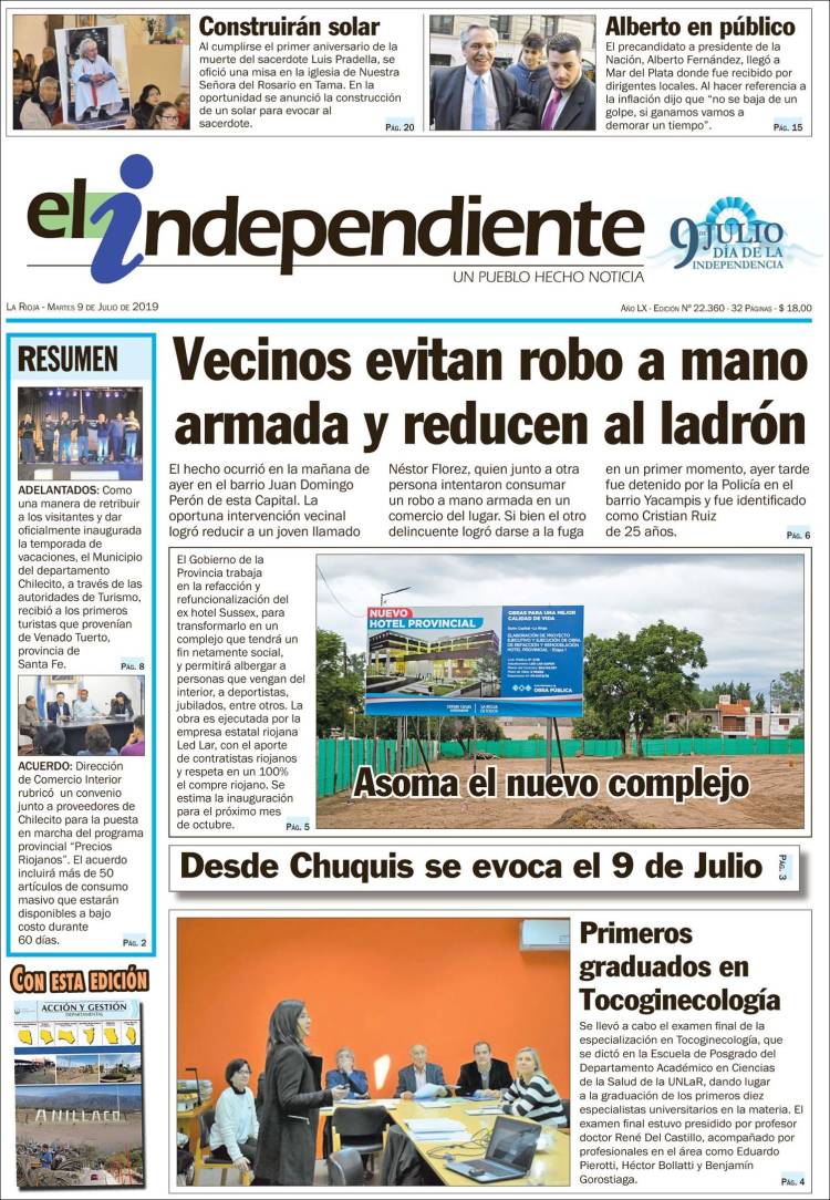 Portada de El Independiente (Argentina)
